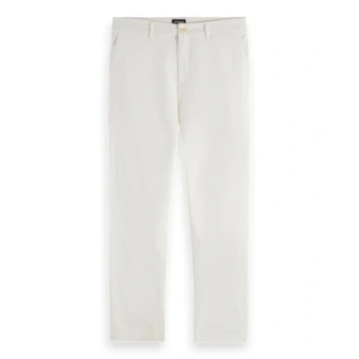 Afbeelding van Scotch &amp; Soda Heren Core Drift KatoenBlend Twill Chino Broek, Off White 0001, 33W / 32L