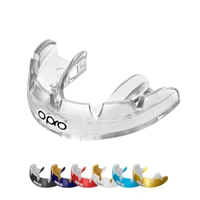 Afbeelding van OPRO Instant Custom Fit Bretels Mondbeschermer, Tandarts Mondbeschermer Met Revolutionaire Fitting Kooi, Ultiem Comfort, Bescherming &amp; Fit, Gum Shield voor Rugby, Boksen, MMA (Wit)