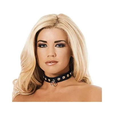 Afbeelding van Rimba Bondage Play Collar 2.5 cm breed versierd met studs M/L
