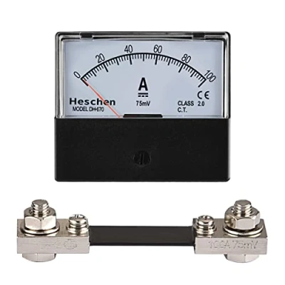 Afbeelding van Heschen Rechthoek Panel Gemonteerd Huidige Meter Ampèremeter Tester DH 670 DC 0 100A 75mV Klasse 2.0 Met Shunt