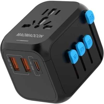 Afbeelding van Reisadapter wereldwijd, universele reisstekker met PD20W, 2 USB, 1 USB C en AC stopcontact, internationale stekkeradapter, adapter voor Duitsland, Verenigde Staten, Engeland, Thailand,