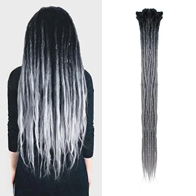 Afbeelding van Dsoar 24inch Ombre Dreadlocks Extensions voor Vrouwen/Mannen 10 Strengen Synthetische Dreads Handgemaakte Gehaakte Vlechten Haar Jamaica Reggae Locs(Ombre Zwart en Zilvergrijs)