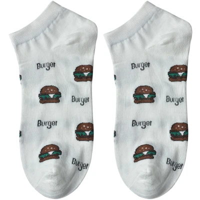 Afbeelding van Clayre &amp; Eef Grappige Sokken one size Wit Polyester Hamburgers