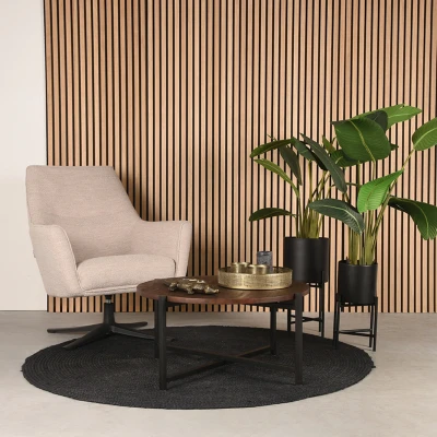Afbeelding van LABEL51 Set Plantenstandaards 23x23x50 cm Zwart Metaal Majorr