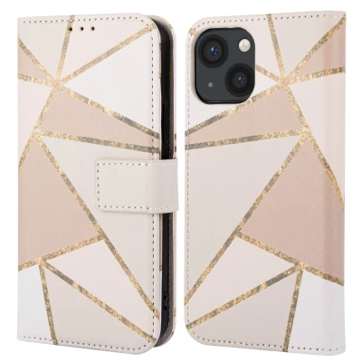 Afbeelding van Apple iPhone 13 Hoesje Kunstleder imoshion Bookcase Beige Graphic Telefoonhoesje