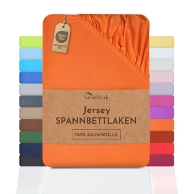 Afbeelding van NatureMark Jersey hoeslaken, 100% katoen, in vele maten en kleuren, merkkwaliteit, Öko Tex standaard 100, 180 x 200 cm tot cm, terracotta