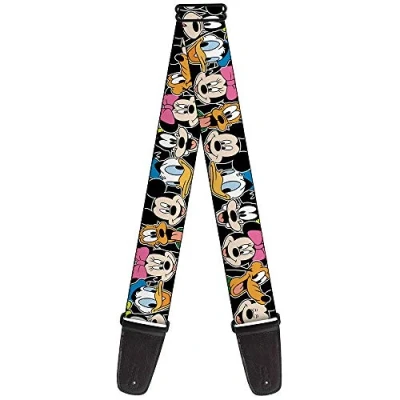 Afbeelding van Buckle Down Gitaarband Classic Disney Character Gezichten Zwart 2&quot; Breed 29 54&quot; Lengte