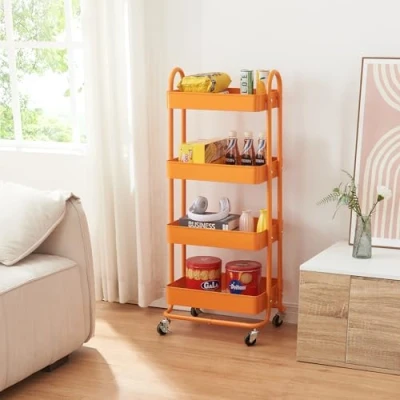 Afbeelding van Keukentrolley Pyhäntä met 4 manden 103,5x46x35 cm oranje [en.casa]