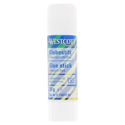 Afbeelding van Westcott E 730372 00 Lijmstift, 20 g, knutsellijm met 2 cm transparante plakstrips, plakt sterk en duurzaam, 100% oplosmiddelvrij, bij 30% afwasbaar