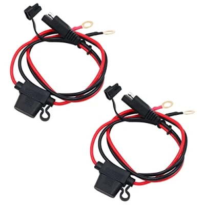 Afbeelding van 2 STUKS SAE Connector Kabel Batterij Oplaadkabel met cover + O Ring Terminal 15A Zekeringkasten 12 v voor Motorfiets Auto Tractor 16AWG