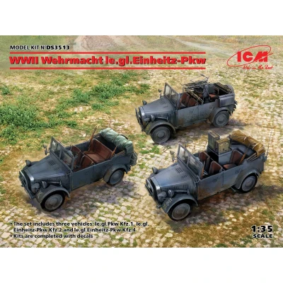 Afbeelding van 1:35 ICM DS3513 WWII Wehrmacht le.gl.Einheitz Pkw Cars Plastic Modelbouwpakket