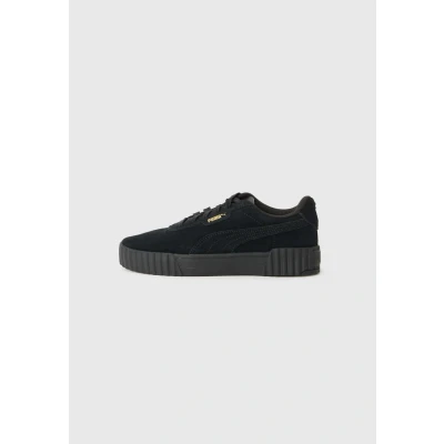 Afbeelding van Puma Carina 3.0 Sneakers laag black/goldcoloured, Dames, Maat: 36, Black/gold coloured Veloursleer