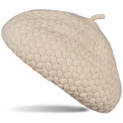 Afbeelding van styleBREAKER Dames fijn gebreide baret met gevlochten patroon, winter, baret, Franse muts 04024201, Kleur:Beige