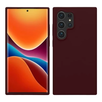 Afbeelding van kwmobile telefoonhoesje geschikt voor Samsung Galaxy S24 Ultra Hoesje met siliconen coating Smartphone case in bordeaux violet