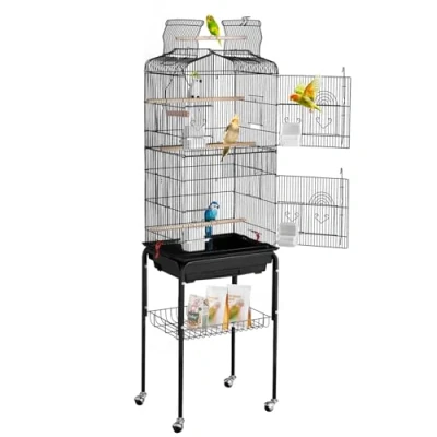 Afbeelding van VEVOR vogelkooi vogelvolière vogelboer vogelhuisje met standaard 45,7x35,5x151cm