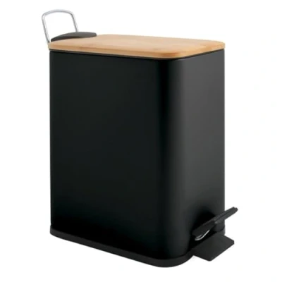 Afbeelding van Spirella Pedaalemmer Vienne zwart 5 liter metaal L28 x B14 H29 cm soft close toilet/badkamer