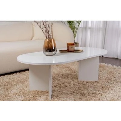 Afbeelding van Hanah Home Stijlvolle witte koffietafel, 119 x 60 39,8 cm, 100% melamine gecoat deeltjesbord, 18 mm dik, modern design voor woonkamer en lounge