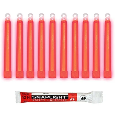 Afbeelding van Cyalume SnapLight breeklichten in rood (verpakking van 100 stuks) 15 cm glow sticks met haak aan het einde ultra heldere lichtsticks een brandduur 12 uur