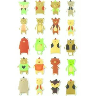 Afbeelding van Maildor CY036O Cooky 3D Stickers (1 vel, 7,5 x 12 cm, ideaal om te decoreren, verzamelen of cadeau geven, beren) 1 verpakking