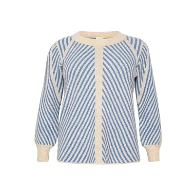 Afbeelding van Kaffe Curve VERY Trui, Dames, Maat: 50/52, Beige cornflower stripe