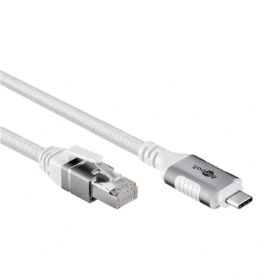 Afbeelding van goobay 3 m LAN naar USB kabel, 1 Gbit gegevensoverdracht, C 3.1 RJ45 ethernet, CAT 6 kabel verbindt router en smartphone, kabeladapter voor laptop MacBook, adapter 74177