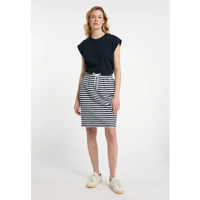 Afbeelding van Dreimaster Abrel Kokerrok, Dames, Maat: 36, Marine/weiss