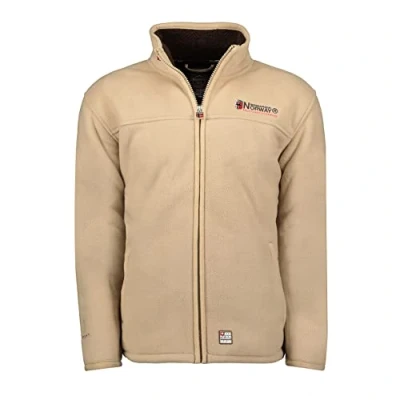 Afbeelding van Geographical Norway UBOLT MEN Mannen Polar Fleece Lange Mouw Comfort Comfortabele Jas Warm Zweet Zip Collar Hoodie Pocket Ideaal Winter Outdoor Activiteiten BEIGE XL