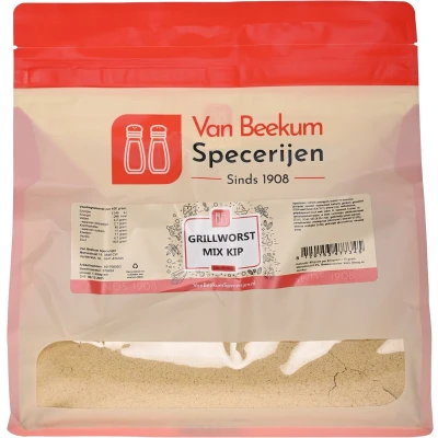 Afbeelding van Van Beekum Specerijen Grillworst Mix Kip 1 kilo (hersluitbare stazak)