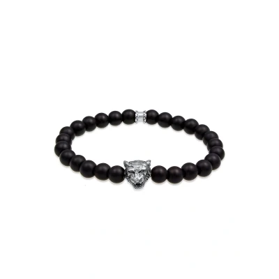 Afbeelding van KUZZOI Heren Tijgerkop Onyx Edelstenen Zwart 925 Zilver