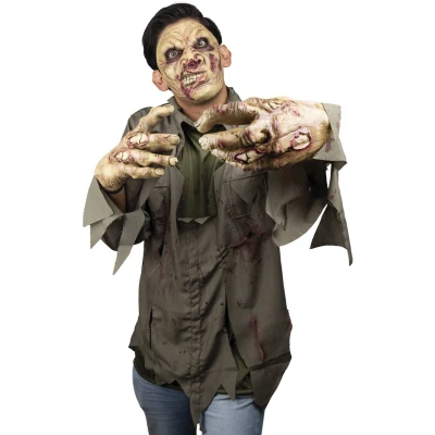 Afbeelding van Partychimp Zombie Gezichtsmasker Halloween Masker voor bij Kostuum Volwassenen Latex Bruin One size