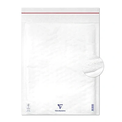 Afbeelding van Clairefontaine 7358C Pakket met 10 witte gevoerde bubbelfolie enveloppen 350x470 mm 90g/m².