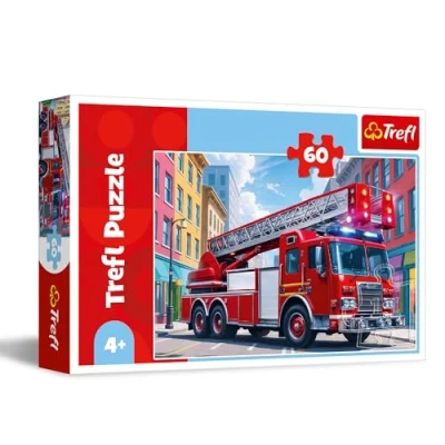 Afbeelding van Trefl Brandweerwagen Puzzel met 60 Stukjes Kleurrijke Puzzels Voertuigen, Creatief Vermaak, Leuk voor Kinderen vanaf 4 jaar