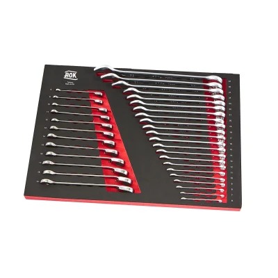 Afbeelding van AOK Professionele 34 Delige Ring / Ratel Steeksleutelset Foam Inlay