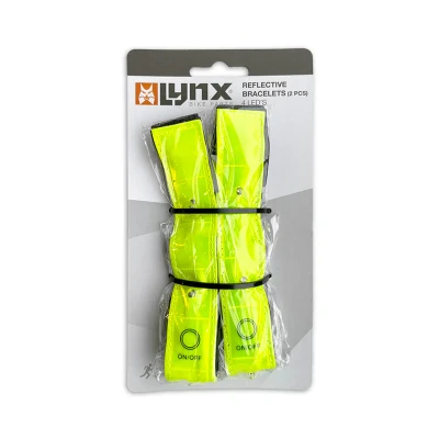 Afbeelding van Lynx Reflectie armband 4 LED 2 stuks unisex geel