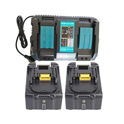Afbeelding van Dubbele Lader 2 Voudige Snellader DC18RD DC18RC &amp; 2X Accu voor Makita 18V 5,0Ah BL1830 BL1840 BL1850, Radio DMR100 DMR101 DMR102 DMR103B DMR104 DMR105 DMR106 DMR107 DMR108 DMR109 DMR110