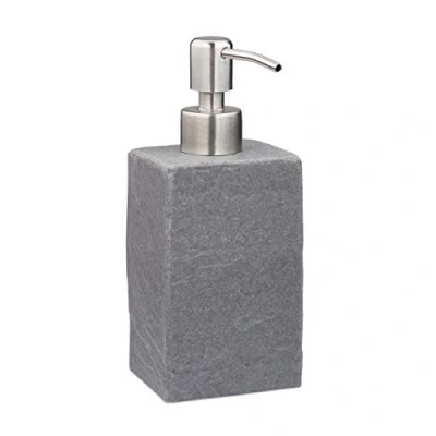 Afbeelding van Relaxdays zeeppompje handzeep 200 ml navulbaar zeepdispenser rvs polyresin grijs