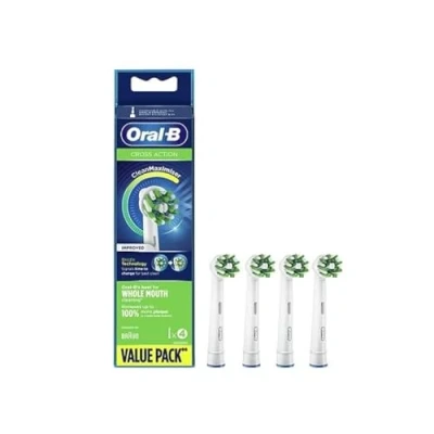 Afbeelding van Oral B Cross Action Opzetborstels Met CleanMaximiser 4 Stuks