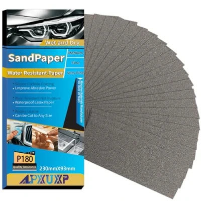 Afbeelding van ALPXUXP Schuurpapier Set,30 stuks 93 x 230mm Korrel P180 Droog/nat voor Handschuren,voor Het Polijsten van Automobiel Metaal Kunststof Hout