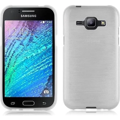 Afbeelding van Cadorabo Hoesje geschikt voor Samsung Galaxy J1 2015 in ZILVER Beschermhoes TPU silicone Case Cover Brushed