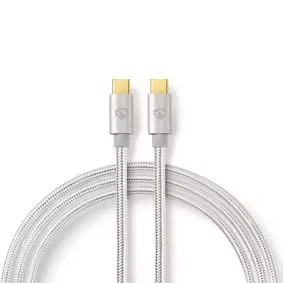 Afbeelding van USB C naar kabel 2 meter 3.0 (Vertind koper, Nylon, Zilver)