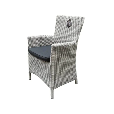 Afbeelding van Capri dining tuinstoel wit grijs wicker