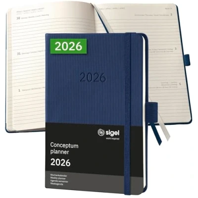 Afbeelding van SIGEL C2663 Wochenkalender Conceptum 2026, ca. A6, , dunkelblau: Agenda Conceptum, Classic, Hardcover