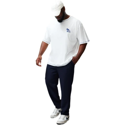 Afbeelding van Trendyol Marineblauw Grote Maten Normale Pasvorm Elastische Taille Casual Broek Met Linnenlook Tmnss24Ar00000