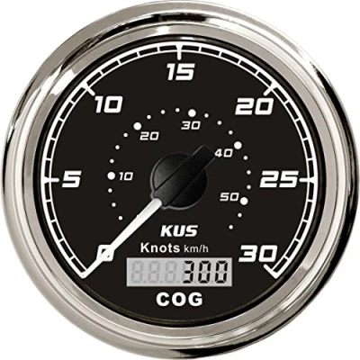 Afbeelding van KUS GPS Snelheidsmeter Kilometermeter Meter 30Knopen Voor Boot Jachten 85mm 12V/24V (Zwart)