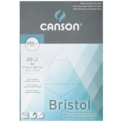Afbeelding van Canson 200457120 Bristol tekenkarton, A4, hoogwit, A4 21 x 29,7 cm