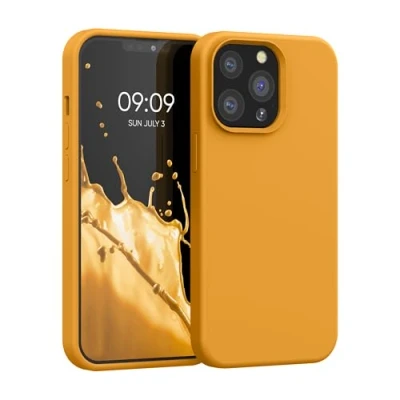 Afbeelding van kwmobile telefoonhoesje geschikt voor Apple iPhone 13 Pro Hoesje met siliconen coating Smartphone case in mango