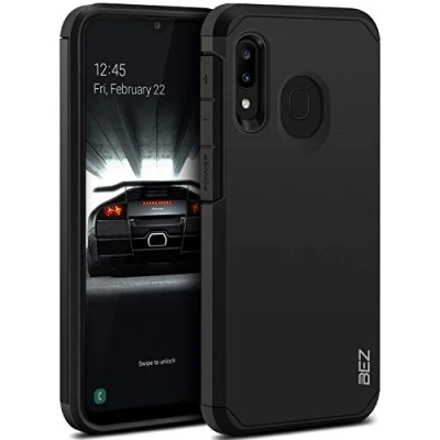 Afbeelding van BEZ Samsung A20E Hoesje, Case, Schokbestendig Cover Compatibel met Galaxy A20E, Schokabsorberend, Heavy Duty Dual Layer Tough Cover, Zwart