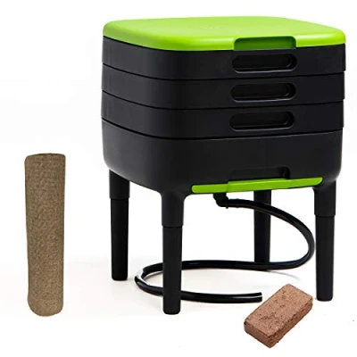 Afbeelding van TinyWorm Design &amp; Compact I 3 baks Wormenbak Complete set Schuiflade Plastic voetjes