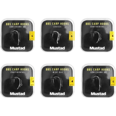 Afbeelding van Mustad BBS 30 Carp Hooks Barbless Pack Karperhaken (6 packages + Multi Box) Karperset
