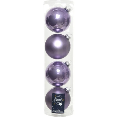 Afbeelding van Decoris Kerstballen 4 stuks glas lila paars 10 cm